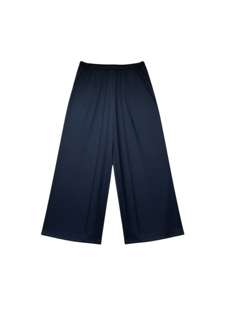 Satinly satijnen wide-leg broek zwart - stofdetail 2