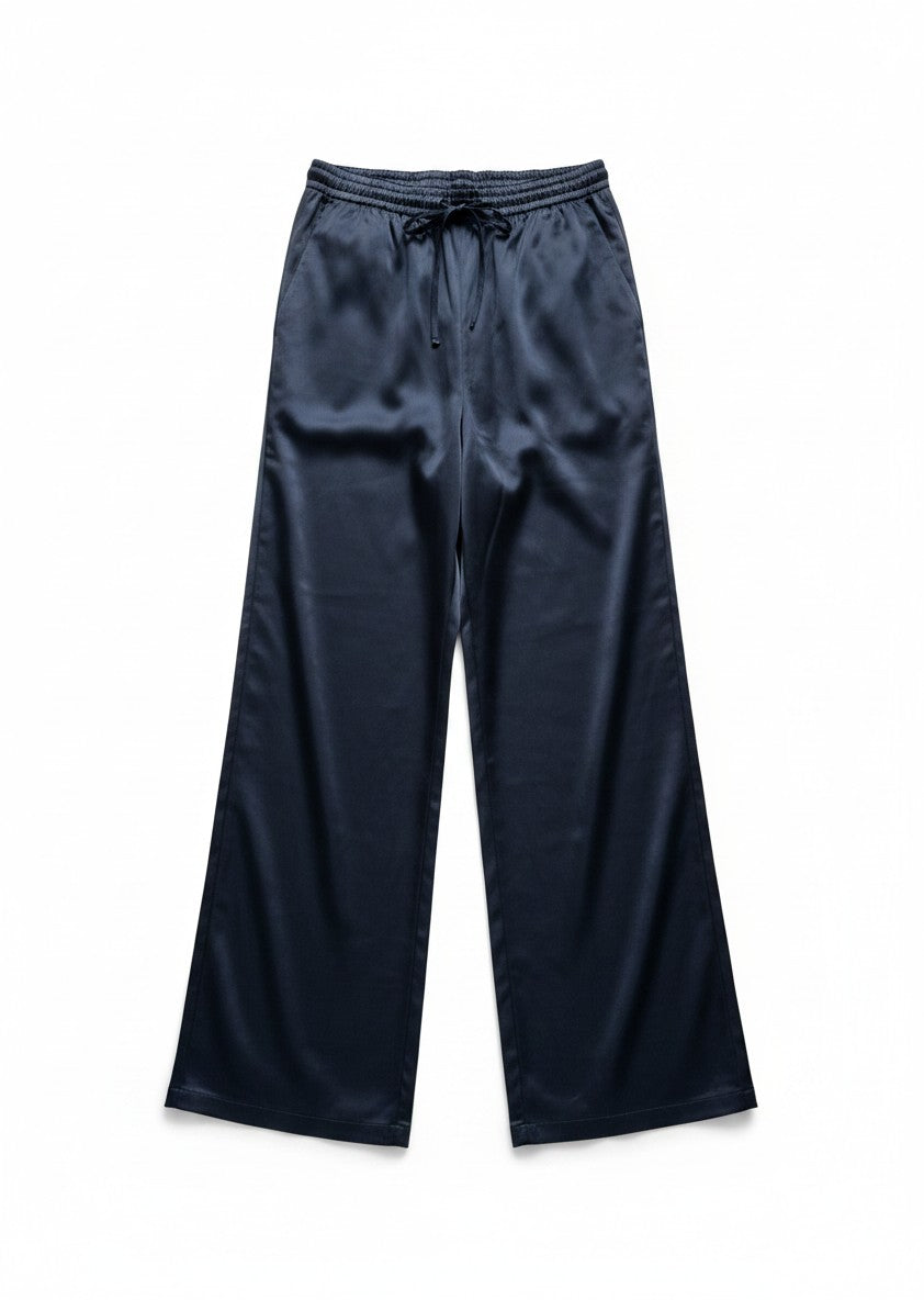 Satinly satijnen wide-leg broek zwart - flatlay detail